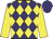 Purple & yellow diamonds, yellow sleeves, purple cap