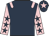 Dark blue, pink epaulets, pink sleeves, dark blue stars, dark blue cap, pink star