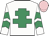 White, emerald green cross of lorraine,  chevrons on sleeves, pink cap