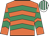 Orange, emerald green chevrons, white and emerald green striped cap