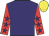 Purple, red sleeves, purple stars, yellow cap