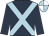 Dark blue, light blue cross belts, light blue and white quartered cap