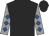 Black, grey, royal blue diamonds sleeves, black cap