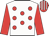 White, red spots, red sleeves, striped cap