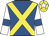 Royal blue, yellow cross sashes, white sleeves, royal blue armlet, yellow cap, white star