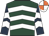 Dark green & white chevrons, dark blue sleeves, white chevrons, orange & white quartered cap