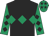Black, emerald green triple diamond, emerald green sleeves, black diamonds, emerald green cap, black stars
