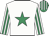 White, emerald green star, striped sleeves, emerald green & white striped cap