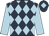 Dark blue & light blue diamonds, light blue sleeves, light blue diamond on cap
