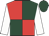 Dark green & red quartered, white sleeves, dark green cap