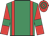 Emerald green, red braces, red sleeves, emerald green armlet, red & emerald green hooped cap