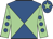 Light green & royal blue diabolo, royal blue spots on sleeves, royal blue cap, light green star