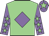 Light green, mauve diamond, mauve sleeves, light green stars, mauve cap, light green star