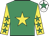 Emerald green, yellow star, yellow sleeves, emerald green stars, white cap, emerald green star