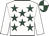 White, dark green stars, white sleeves, quartered cap