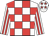 White & red check, striped sleeves, white cap, red stars