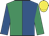 ROYAL BLUE & EMERALD GREEN HALVED, sleeves reversed, yellow cap