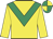 Yellow, emerald green chevron, quartered cap