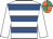White & royal blue hoops, white sleeves, emerald green & orange quartered cap