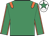 Emerald green, orange epaulettes, orange seams on sleeves, white cap, emerald green star