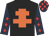 Black, orange cross of lorraine, dark blue sleeves, red stars, dark blue & red check cap