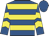 Royal blue, yellow hoops, chevrons on sleeves, royal blue cap