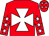 Red, white maltese cross, red sleeves, white stars, red cap, white stars