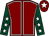 Maroon, white seams, dark green sleeves, white stars, maroon cap, white star