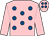 Pink, royal blue spots, pink sleeves, royal blue spots on cap