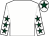 White, dark green stars on sleeves, dark green star on cap