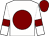 White, maroon disc, armlets and cap