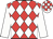 Red and white diamonds, white sleeves, checked cap