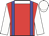 Red, blue braces, white collar, sleeves and cap