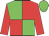 Green and red quartered, red sleeves, green cap