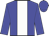 Blue, white stripe, blue sleeves and cap
