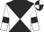 Black and white diabolo, white sleeves, black armlets, black and white quartered cap