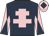 Dark blue, pink cross of lorraine, pink and dark blue diabolo on sleeves, pink cap, dark blue diamond